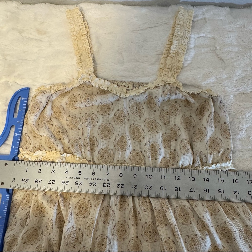 Hem &‎ Thread Cream and Tan. Ruffled pendulum camisole. bohemian style print. - Picture 5 of 11